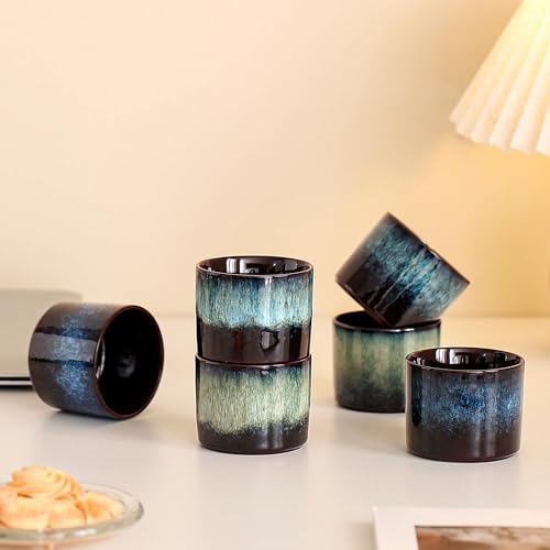 Stackable Espresso Cups Set of 2, Expresso Shots Cups Ceramic Espresso Cups, Espresso Shot Cups, Demitasse Cups, Tea Cups 3.5oz (2, Glacial Green) - color: Glacial Green