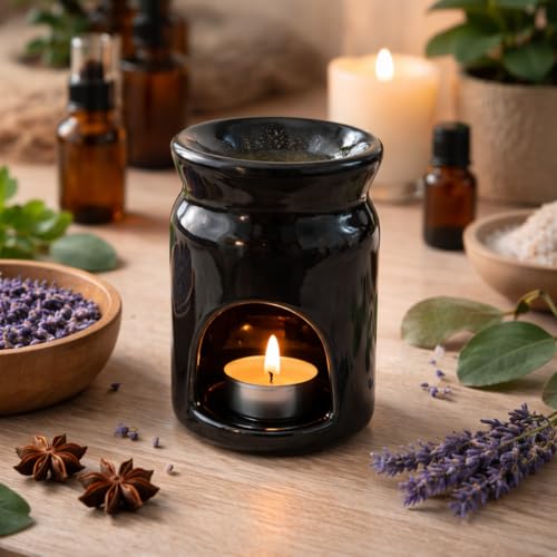 Pure Source India Ceramic Tea Light Candle Holder, Essential Oil Burner Wax Melt Burner, Incense Aroma Diffuser for Home, Office & Gifting Puprose
