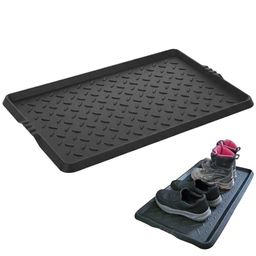 Rubber Shoe Mat Heavy Duty Foldable Boot Mat Tray with Lip Waterproof Non Slip Boot Trays for Entryway Indoor Outdoor 27.5x15.9 inch, Shoe Tray