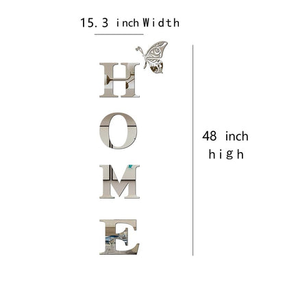Home Wall Decor Letter Signs Acrylic Mirror Wall Stickers Decorations for Living Room Bedroom Home Decor Wall Decals (Silver, 47.2 X 15.3IN)