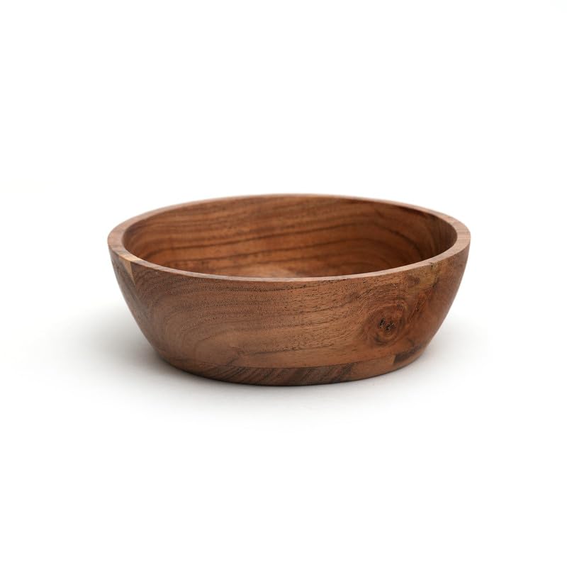 Acacia Wood Bowl Set of 2, 6-Inch Medium Serving Bowls, 400 Cubic cm Volume, 0.40 Liter Capacity, Brown - size: 2 Bowls of 6-Inch (0.40 Liters)
