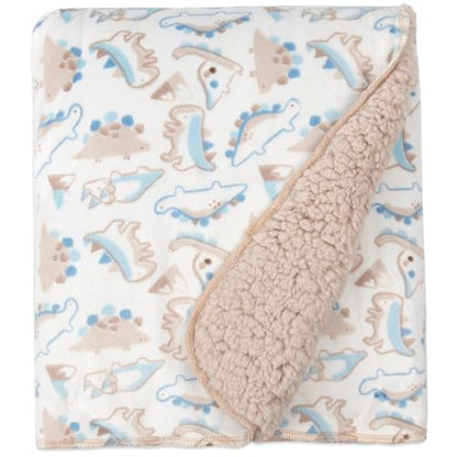 Baby Essentials Sherpa Fleece Baby Blanket 35x30 – Super Soft, Warm Reversible Baby Blankets for Newborns, Infants, Toddlers, and Nursery - color: Dino Print