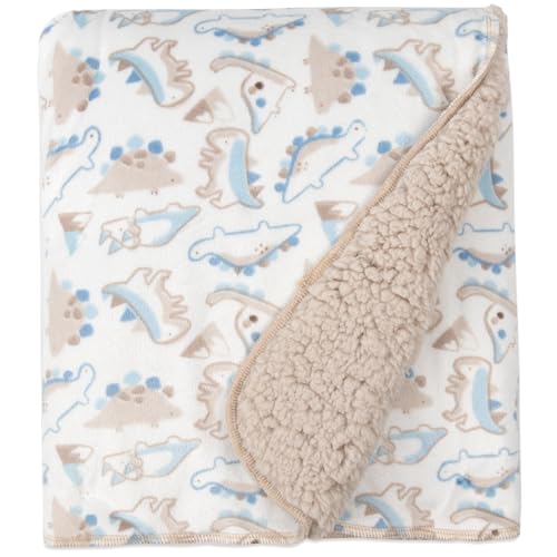 Baby Essentials Sherpa Fleece Baby Blanket 35x30 – Super Soft, Warm Reversible Baby Blankets for Newborns, Infants, Toddlers, and Nursery - color: Dino Print