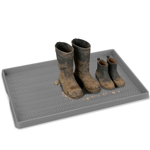 Kalolary Extra Large Boot Tray for Entryway, Silicone Shoe Mat (30x16) | Non-Slip Shoe Mat Tray for Muddy & Wet Shoes Waterproof Shoe Rug for Front Door Patio Porch Room Indoor Outdoor Use - size: 30x16 Inches