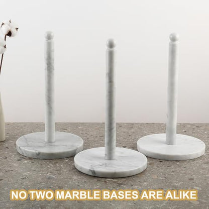 Italian Marble Paper Towel Holder Countertop, Carrara Stone Paper Towel Holder Stand for Kitchen Storage, for Standard or Jumbo-Sized Rolls(Bianco Carrara)
