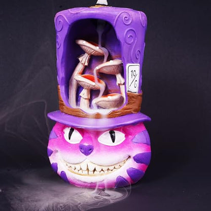 Fantasy Gifts Cheshire Cat Backflow Burner – 7 Inch Polyresin Fantasy Waterfall Décor Accent | Whimsical Cheshire Cat Tabletop Decoration for Themed Home & Meditation Spaces