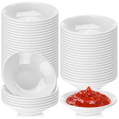50 Pcs Soy Sauce Dish 1.2 oz White Dipping Bowls Bulk, Resin | 1.2 oz Dishes for Sushi Ketchup Vinegar, Asian Condiment Set for BBQ Dip, Restaurant Bulk Appetizer Party Serving Bowls - style: Resin