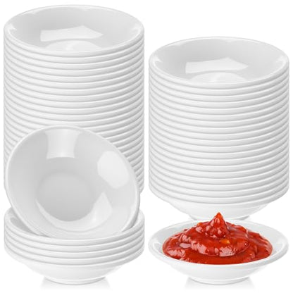 50 Pcs Soy Sauce Dish 1.2 oz White Dipping Bowls Bulk, Resin | 1.2 oz Dishes for Sushi Ketchup Vinegar, Asian Condiment Set for BBQ Dip, Restaurant Bulk Appetizer Party Serving Bowls - style: Resin