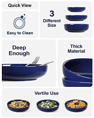 LE TAUCI Pasta Bowls 45 oz, Salad Bowls Set for Serving Soup, Pasta, Noodle, Dinner, Large Kitchen Bowl Plates, Microwave Safe - 8.5 Inch, Set of 4, Blue - color: Blue, size: 45 ounces