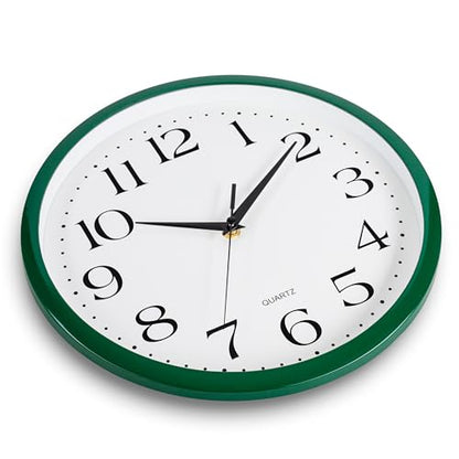 Bernhard Products Hunter Green Wall Clock Silent Non Ticking - 12 Inch Quality Quartz Battery Operated Round Easy to Read Home/Kitchen/Office/Classroom/School Clock - color: Hunter Green, size: 12 Inch