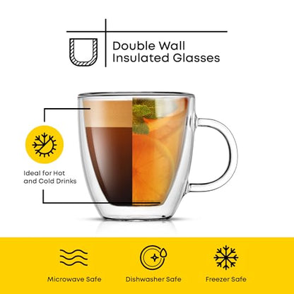 JoyJolt Savor Double Wall Insulated Glasses Espresso Mugs (Set of 2) - 5.4-Ounces - style: Espresso cups