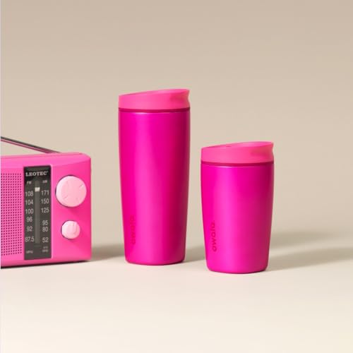 Owala SmoothSip Slider Insulated Stainless Steel Coffee Tumbler, Reusable Iced Coffee Cup, Hot Coffee Travel Mug, BPA Free 12 oz, Read My Lips - color: Read My Lips, size: 12 Ounces, style: No Handle
