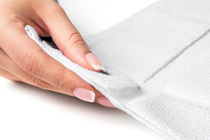 100% Cotton Bath Mat 24x17 Inches, 1350 GSM Thick Plush, Soft Absorbent, Oeko-Tex Certified, Durable Construction – White - color: White