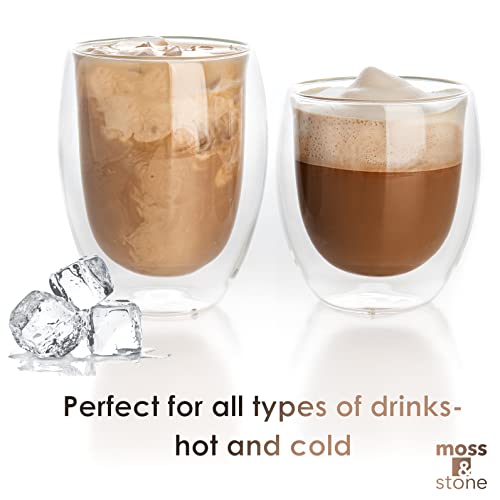Moss & Stone Set of 3 Double Wall Glass Cup Clear Mug, Double Walled Coffee Mugs, Glass Tea Mugs, Insulated Coffee Mug Egg Shape. - style: 3 Cups
