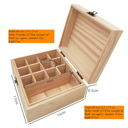Anktily Unfinished Wooden Storage Organizer Box with Lid, Unpainted Wood Case Box for Small Keepsakes, Jewellery, Tea Bag Holder Case (13 Grids) - style: 13 Grids