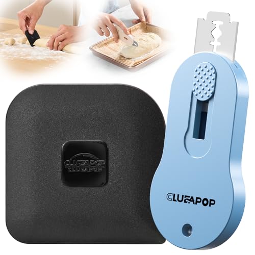 CLUEAPOP Bread Lame Sourdough Scoring Tool, Extractable & Magnetic Bread Scoring Tool with 5 Retractable Razor Blades & Pan Scraper, Push-Pull Safety Design, Sourdough Scorer Tool for Dough Baking - color: BlackBlue