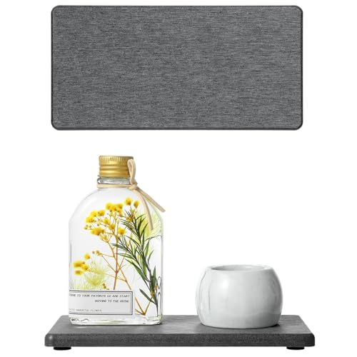 2PCS 7" x 3.5" Water Absorbing Bathroom Sink Vanity Trays, Diatomite Stone Quick Drying Mat for Kitchen Counter, Dish Rack Dispensers Sponge Holder Caddy Organizer, Dark Gray, 7"x3.5" - color: 2 Pack - Charcoal Gray, size: 7" x 3.5"