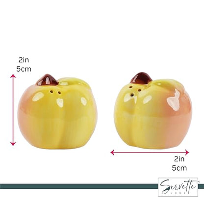 Novelty Ceramic Fruit Salt and Pepper Shakers Set - Peach - color: Peach