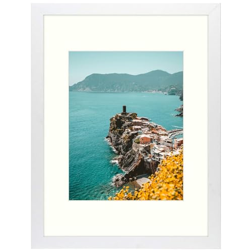 Frametory 12x16 Picture Frame Matted to 8.5x11, White | for 12 by 16 inch Poster Print Diamond Painting Frame, Wall Mounting - color: White, size: 12X16 - 8.5X11