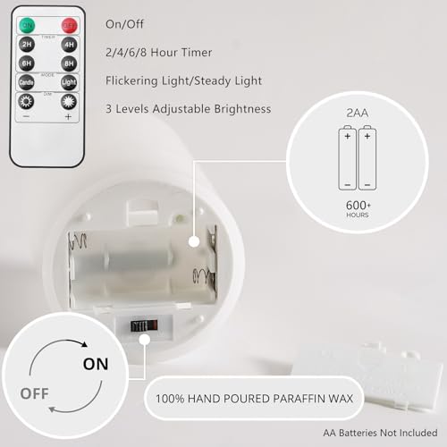 Stmarry White Flameless Candles with Remote and Timer, Real Wax Made LED Pillar Candles Battery Operated with 3D Flickering Flame - 3" x 4",5",6" - Set of 3 - color: White