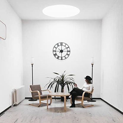 30 inch Large Metal Wall Clock, Industrial Indoor Outdoor Waterproof Art Decor Modern Clocks, European Retro with Oversized Roman Numerals, Silent Battery Operated Decor,Office,Kitchen, Loft - size: 30in