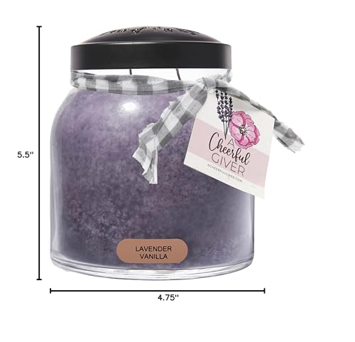 A Cheerful Giver — Lavender Vanilla - 34oz Papa Scented Candle Jar with Lid - Keepers of the Light - 155 Hours of Burn Time, Gift Candle, Violet - size: 34 oz