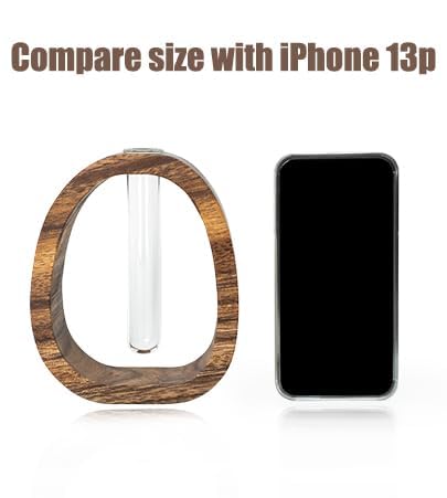 Modern Wooden Glass Test Tube Vase - Desk Plant Decor, Suitable for Home and Office Use - size: Large Single Tube