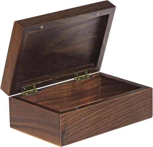 EXISTING Classic Wooden Walnut Wooden Keepsake Box with Hinged Lid | Small Size: 6.73 x 4.37 x 2.64 Inch, Secure Magnetic Closure, Perfect for Jewelry & Valuables, Gift Giving