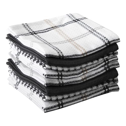 T-Fal Premium Waffle Dish Cloths: Highly Absorbent, Super Soft Long Lasting - 100% Cotton, 12"x13" Towel for Cleaning & Drying, (8-Pack), Neutral - color: Neutral, size: 8-Pack