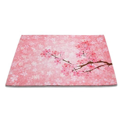 SPUNKER Pink Cherry Blossoms Welcome Mat, 30"L x 17"W, Non-Slip & Absorbent, Indoor/Outdoor, SPK-DM0415-1730 - color: Pink Cherry Blossoms