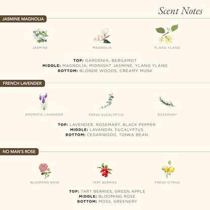 Floral Soy Candle Set - 3 Jasmine Scented Candles | 3.5 oz Each, 10.5 oz Total, Brown Glass Jars, Gold Tone Lids, Paraben Free, Phthalate Free, Aromatherapy Use