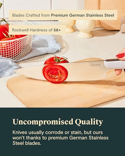 Caraway 14-Piece Kitchen Prep Tool Set with Knives & Utensils | Knife Set and Wooden Utensil Set, Made with Premium German Steel Blades and FSC-Certified Birch Wood, Perracotta - color: Perracotta