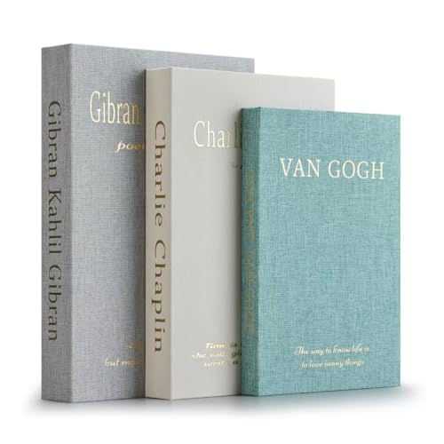 WOWO Luxe Linen Decorative Books-Set of 3 Faux Book with Bookmark, Enhance Your Coffee Table, Bookshelf or Mantle Décor, Fake/Faux Books for Home Decoration, Photo Storage and as a Keepsake Box - color: grey