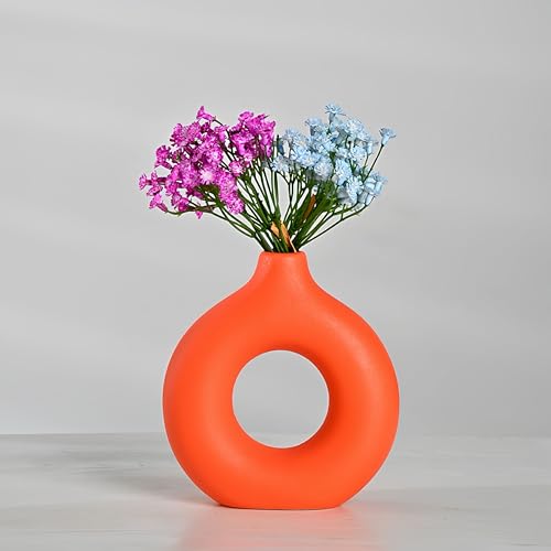 Modern Donut-Shaped Decorative Vases, Orange, Set of 2 (XL+L) - size: XL+L