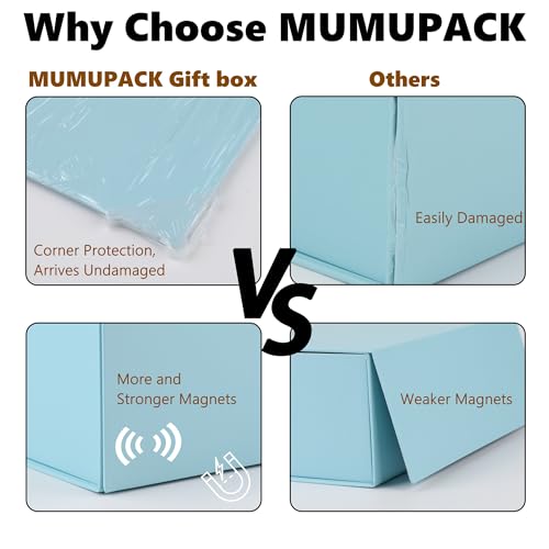 Light Blue Gift Box,13x11x5.3 Large Gift Boxes With Lids For Presents Includes Ribbon And Diy Printable Sticker Paper,Bridesmaid Proposal Box,Magnetic Gift Box For Birthday,Wedding,Graduation - color: 13x11x5.3inch-Light Blue-Pack 5