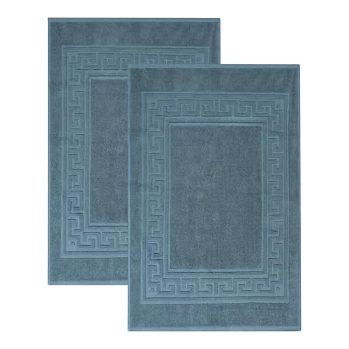 Superior Heavyweight Cotton Bath Mats, 2-Piece Rugs For Bathroom Accessories, Washable Rug For Shower, Toilet, Modern Decor, No Backing, Luxury Hotel And Spa Quality, Set of 2, 22" x 35", Sapphire - color: Sapphire, size: 22" x 35" (Set of 2)