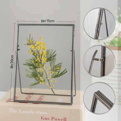 Gunmetal Gray Floating Frame Set of 2, Glass Floating Picture Frames 6"x 8" for Multi Size Photos 5x7, 4x6, 3x5 Standing Picture Frame Tabletop Display - color: Gunmetal Gray, size: 6x8 inch