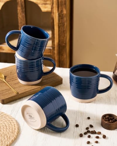 famiware Coffee Mugs Set of 4, 13 oz Mug Set, Ceramic Cup Set with Handle | Stoneware Mug for Coffee, Tea, Latte, Cappuccino, Microwave and Dishwasher Safe, Constellation Series，Abysses Blue - color: Constellation-Abysses Blue, size: 4 Count (Pack of 1)
