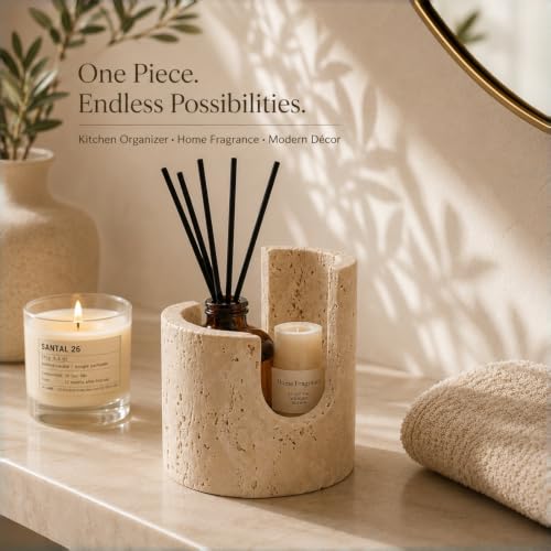 Travertine Sponge Holder, High-Low Airflow Stone Sink Caddy