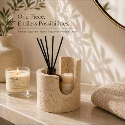 Travertine Sponge Holder, High-Low Airflow Stone Sink Caddy