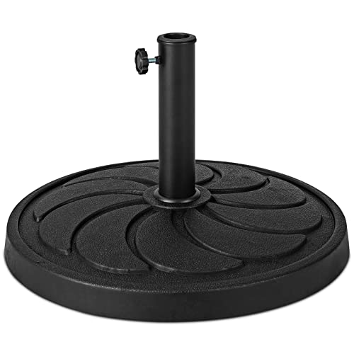 Giantex 40 lbs Patio Umbrella Base, 21.5" Round Market Umbrella Stand for 1.5''-1.9'' Umbrella Poles, Heavy Duty Resin Base with Metal Support Holder for Deck Garden Poolside (40 lbs)