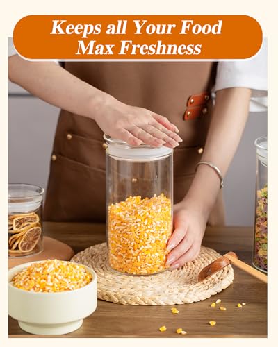 ZENS Glass Canisters with Airtight Lids, Set of 2 50oz Tall Storage Jars | Borosilicate Glass Jars with Airtight Lid, Wide Mouth Pasta Containers for Pantry Food Storage - size: 9-50oz 2Pack