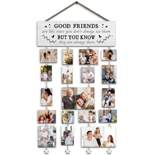 Friend Gifts, Best Friend Picture Frames Collage Photo Hanging Display Picture Board, Good Friends Are Like Stars, Unique Friend Gifts for Christmas Birthday Graduation Going Away Housewarming - color: Good Friends Are Like Stars
