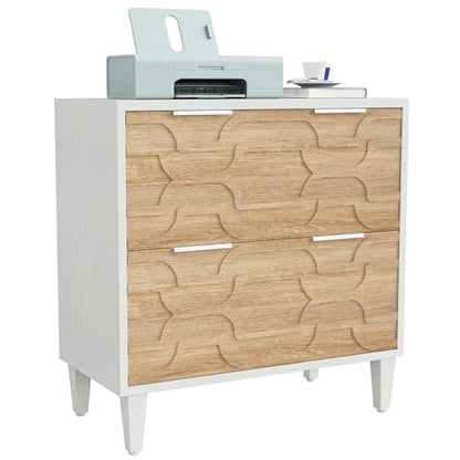 Tribesigns 2-Drawer File Cabinet, White & Walnut - color: Walnut and White