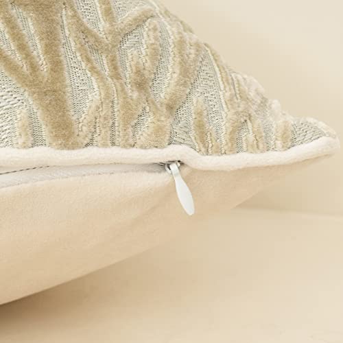 Beige Throw Pillow Cover Velvet Cushion Cover Branches Rectangular Neutral Pillowcase for Sofa Couch Bedroom Living Room, 12x20 Inch - color: Beige, size: 20" x 12" (Pack of 1)