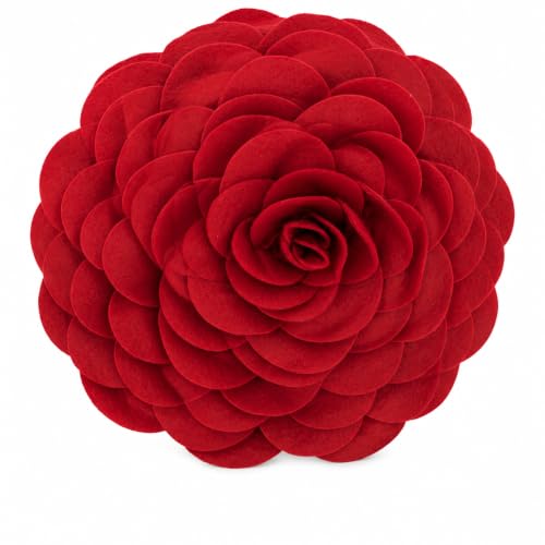 Fennco Styles Eva's Flower Garden Decorative Filled Throw Pillow 13" Round - Red Floral Accent Pillow for Home, Couch, Bed, Living Room, Holiday and Office Décor - color: Red
