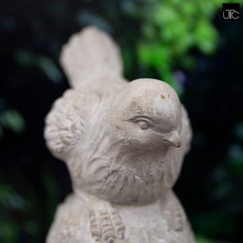 Small Cement Bird Statue, Gray Concrete Finish (4.5 X 3.75 X 7.5 Inches) | Decorative Bird Figurine With A Gray Concrete Finish, Ideal For Patios, Lawns, Yards, Tables, And Outdoor Spaces. - size: 4.50"x3.75"x7.50"H