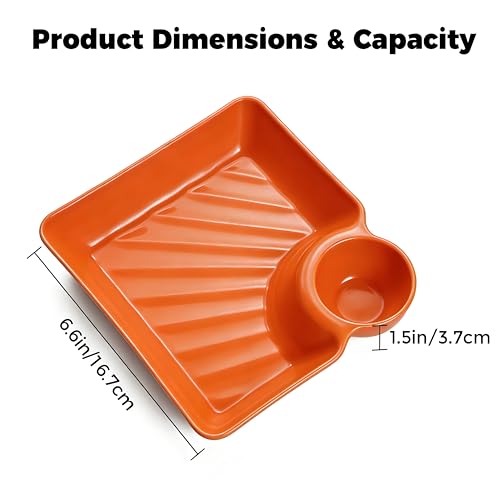 4 Pcs Chips and Salsa Serving Dish Plates, Veggie Platter Dipping Serving Trays with Sauce Rack for Buffet, Family Party, Appetizer, Sushi, Taco, Salsa, Charcuterie, Barbecue Plate. Reusable (All) - color: All