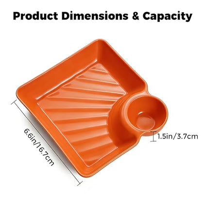 4 Pcs Chips and Salsa Serving Dish Plates, Veggie Platter Dipping Serving Trays with Sauce Rack for Buffet, Family Party, Appetizer, Sushi, Taco, Salsa, Charcuterie, Barbecue Plate. Reusable (Green) - color: Green