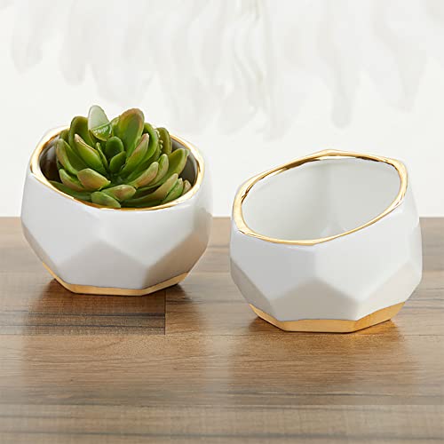 Kate Aspen Geometric Ceramic Planters, Mini Decorative Bowls (Set of 3) Small- Succulent Pots, Modern Decor, Shelf Decor, Desk, Table Décor, White - size: Small (Set of 3)